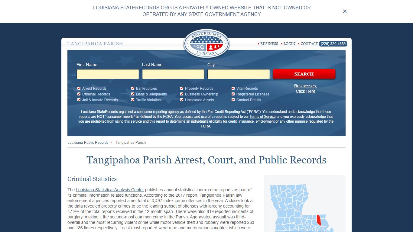 Tangipahoa Parish Arrest, Court, and Public Records